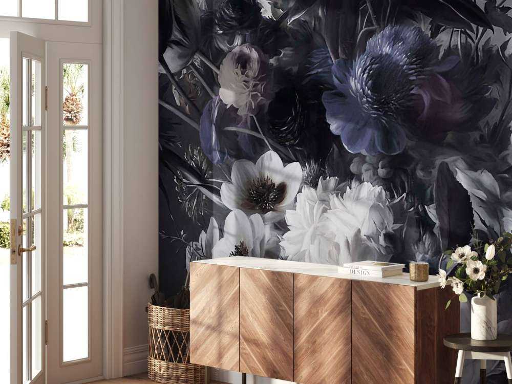 Big bouquet with blue anemones