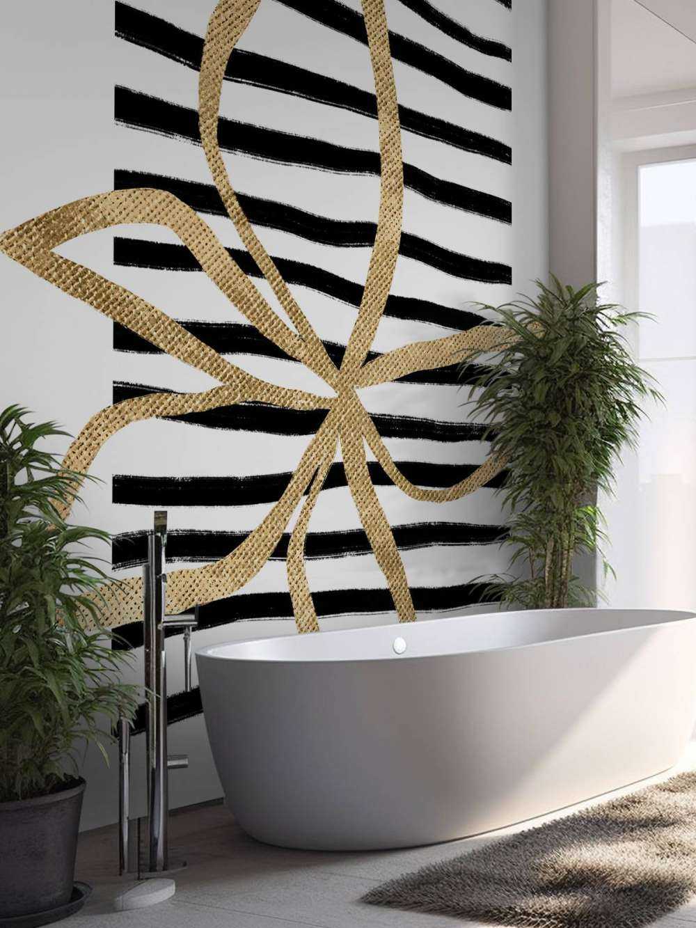 Golden Flower on Black Stripes
