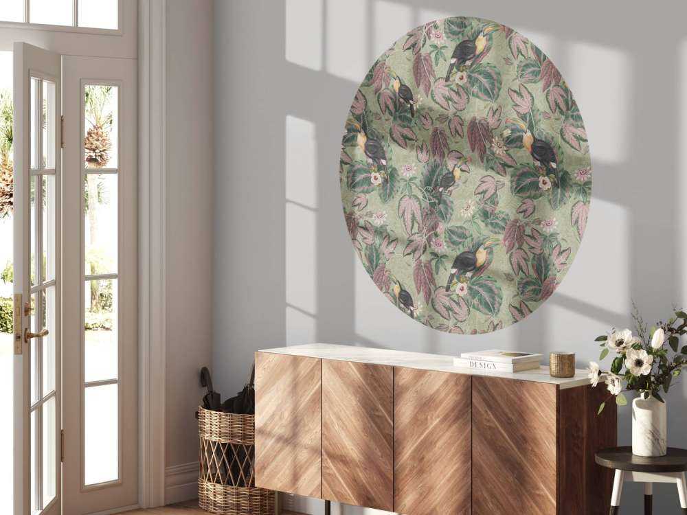 Tropical Jungle birds & toucans - sage green