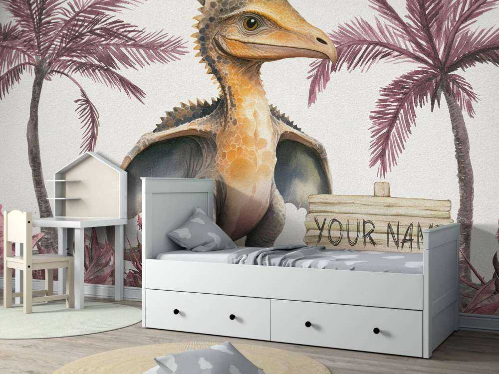 Baby pteranodon in the pink jungle