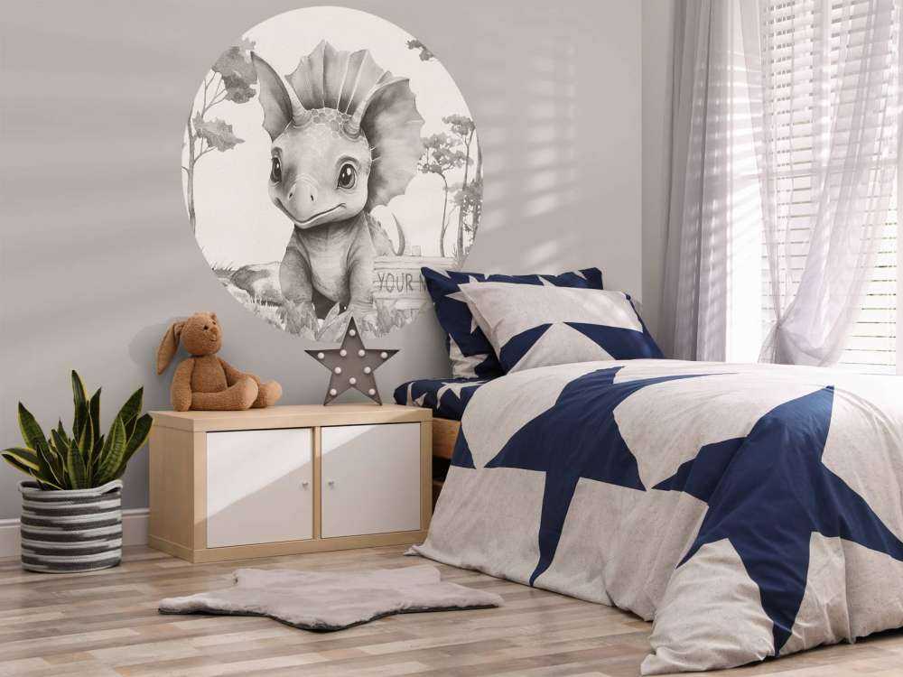 Baby triceratops in the beige jungle