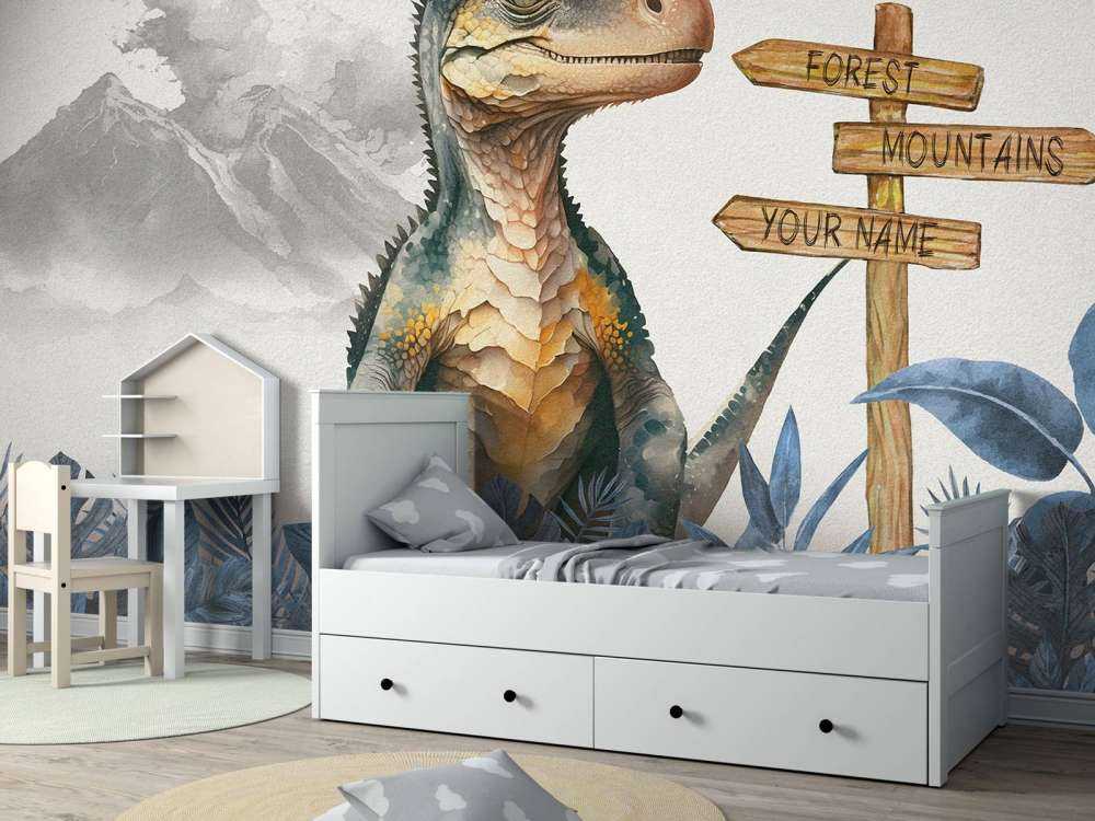 Baby velociraptor in the blue jungle