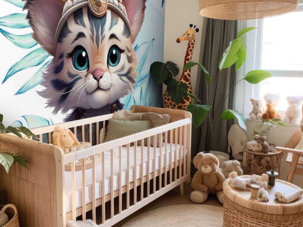 Baby tiger and blue leaf