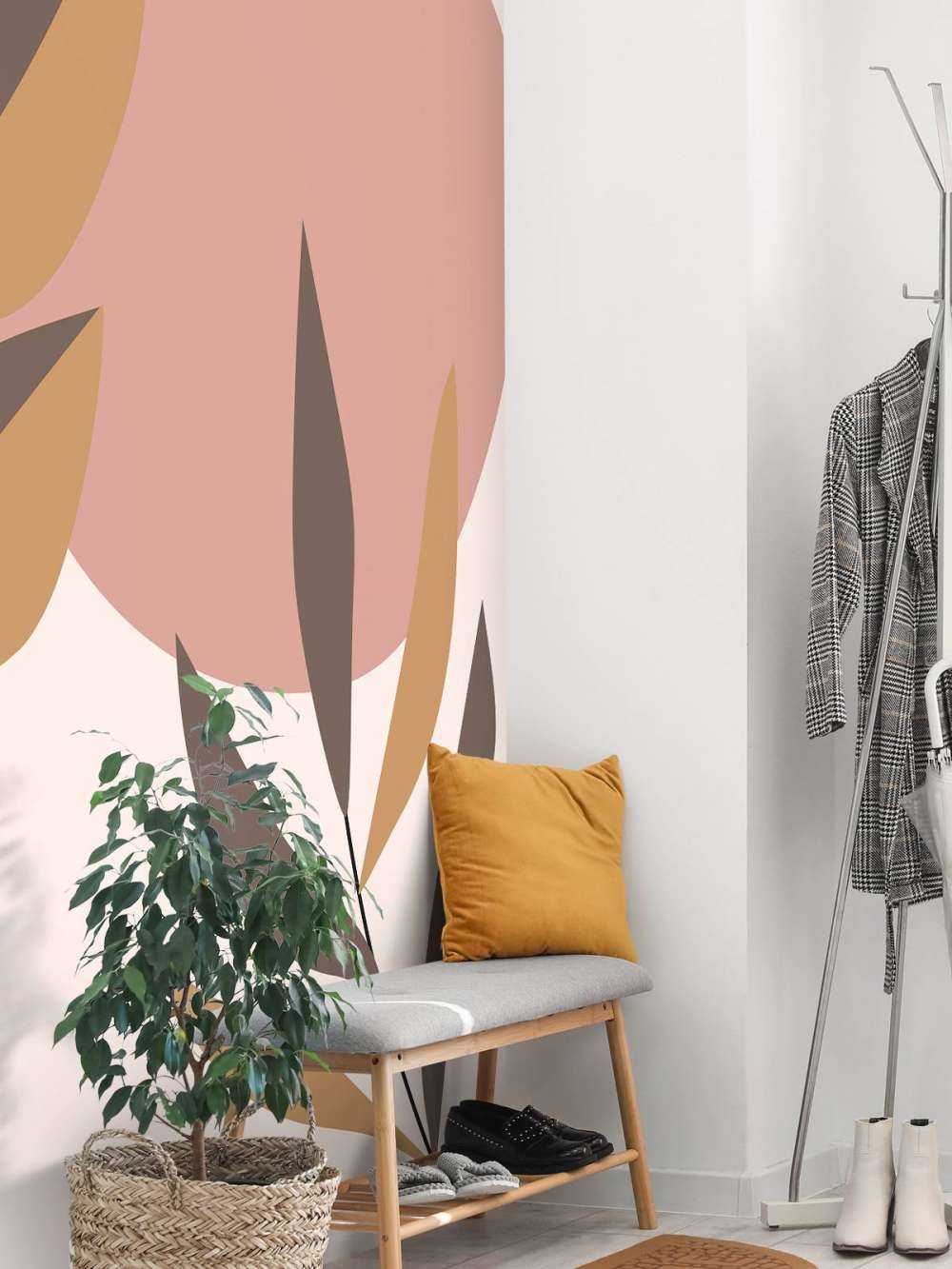 Roze cirkel met planten