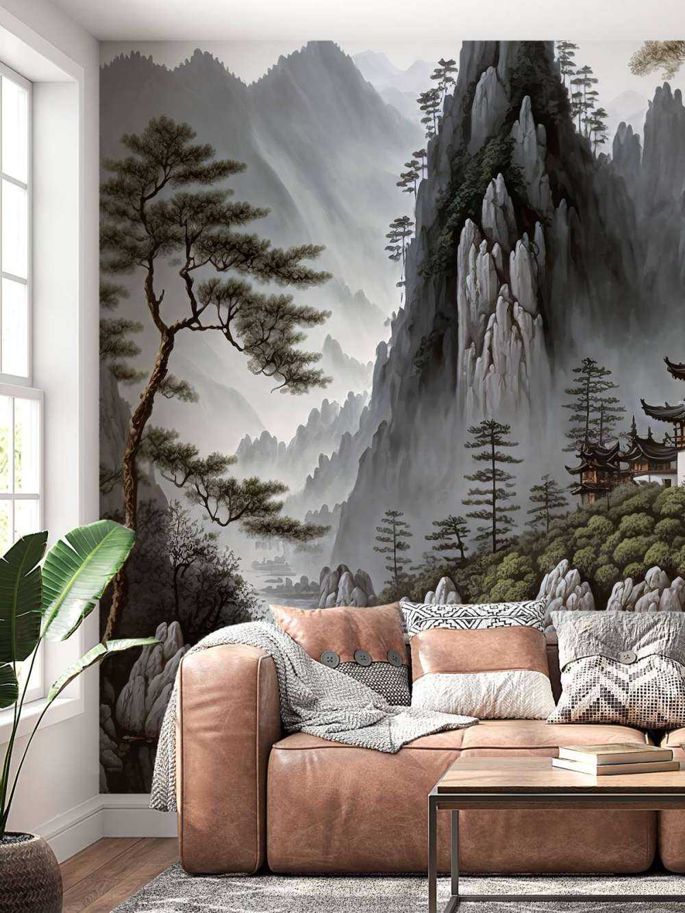 Geïllustreerde bergen landschap