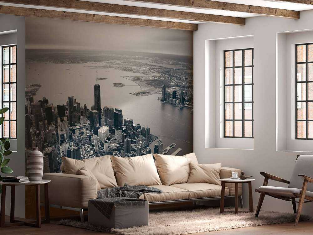 New York luchtfoto in zwart-wit