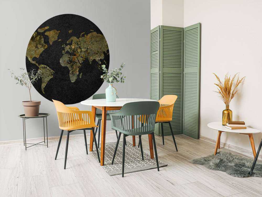 World map with gold-green texture