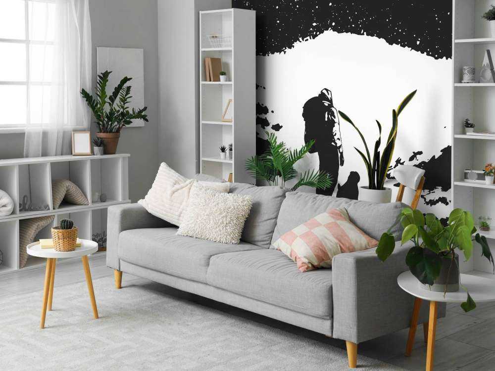 Reiziger met hond zwart-wit