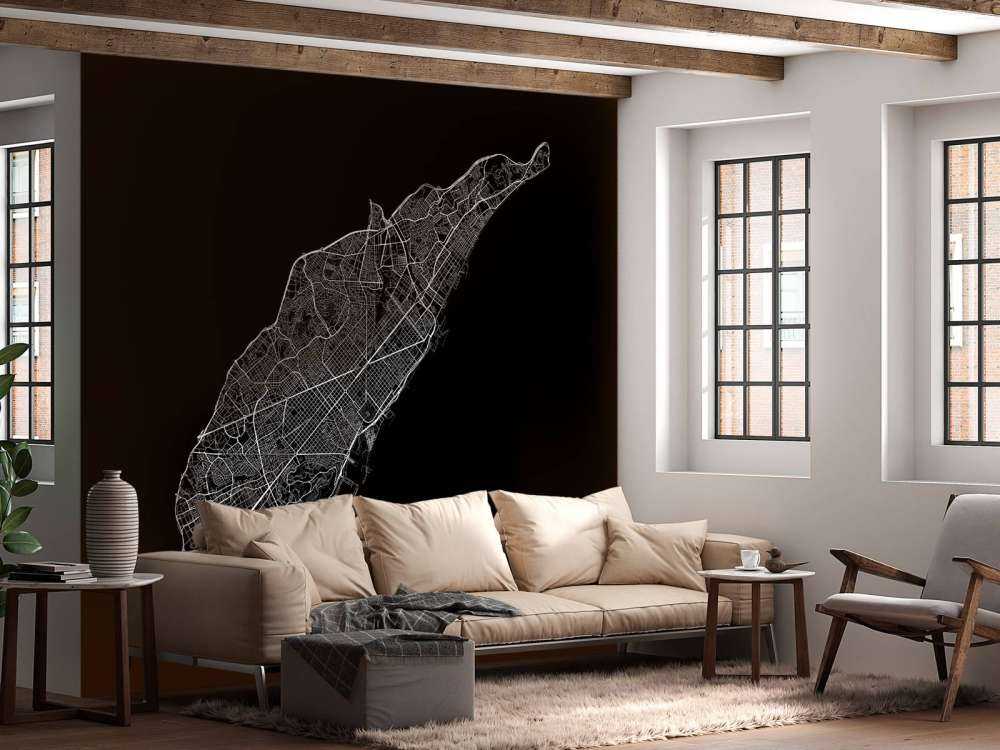 Plattegrond van Barcelona, zwart