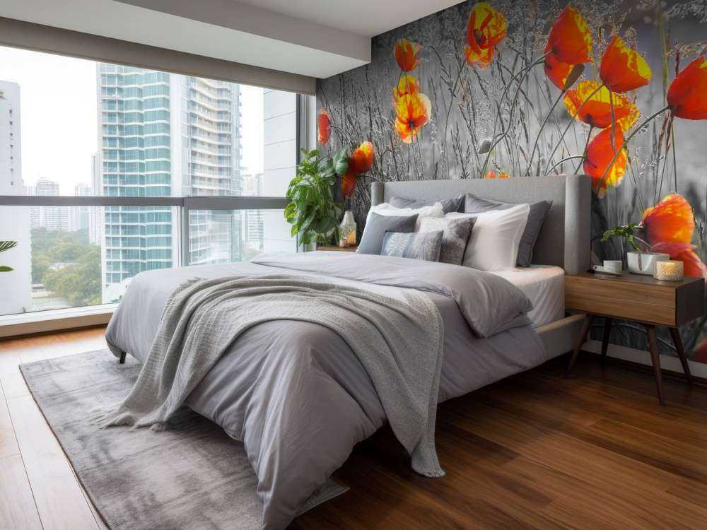 Oranje klaprozen met een zwart-witte achtergrond