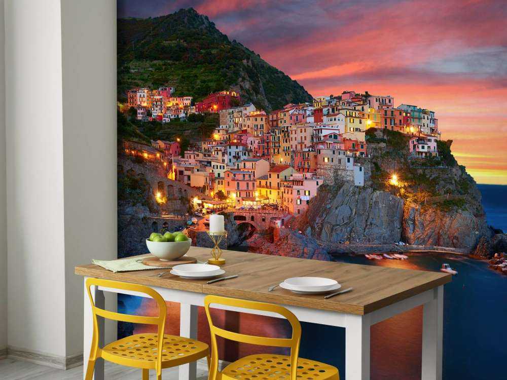 Italian town at sunset