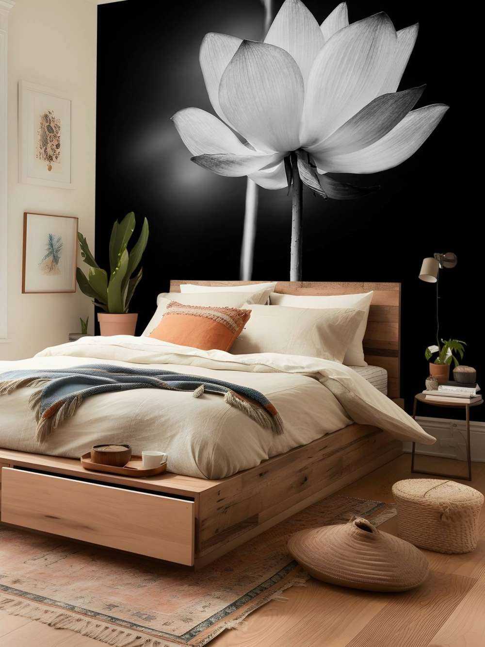 Lotus flowers black and white