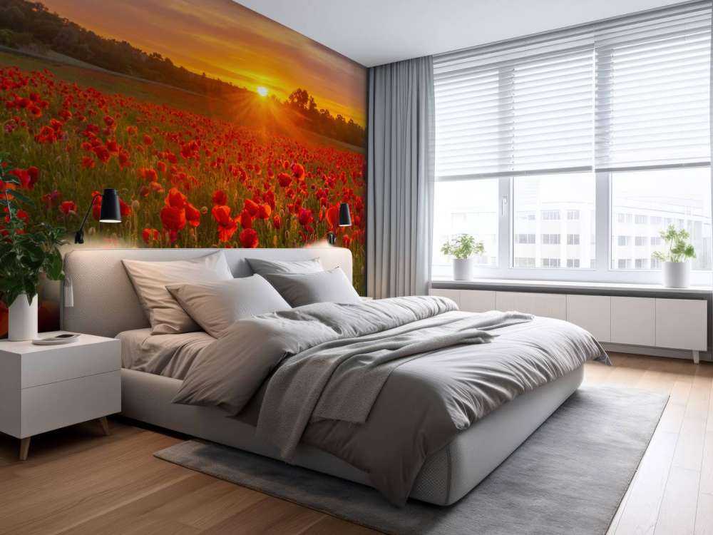 Flowering poppy field