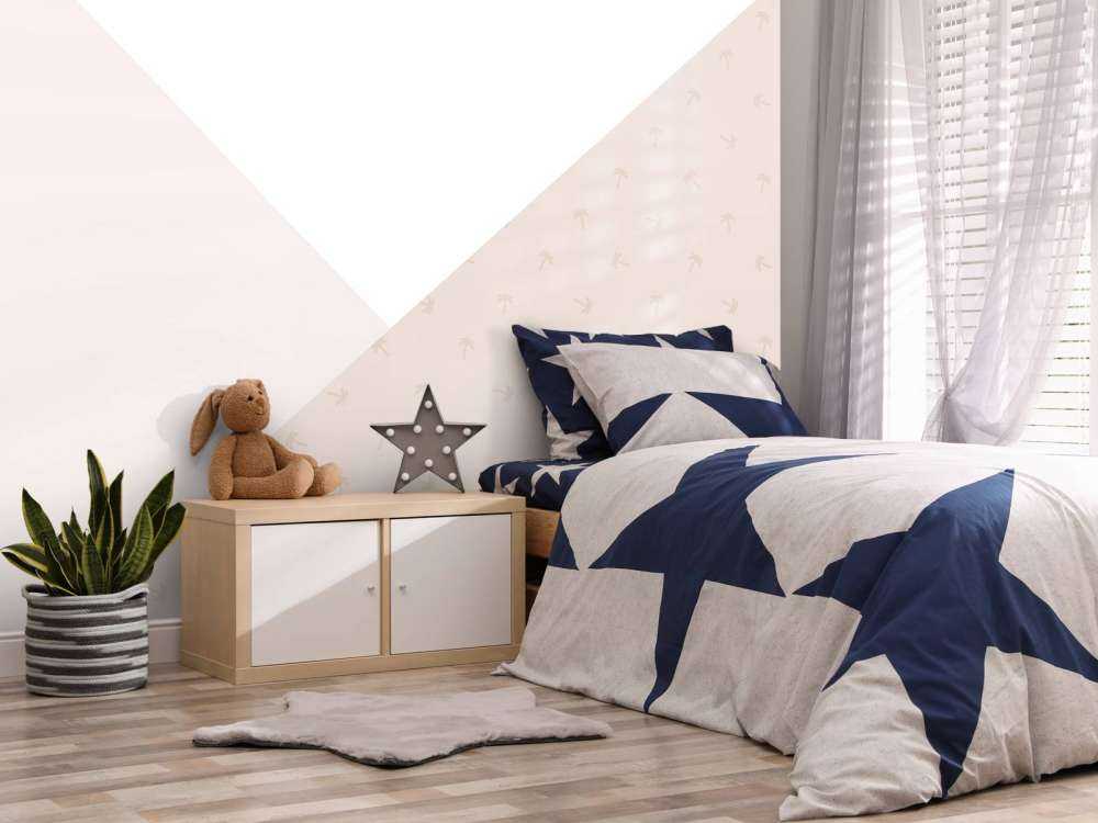 Pink triangles with palm trees