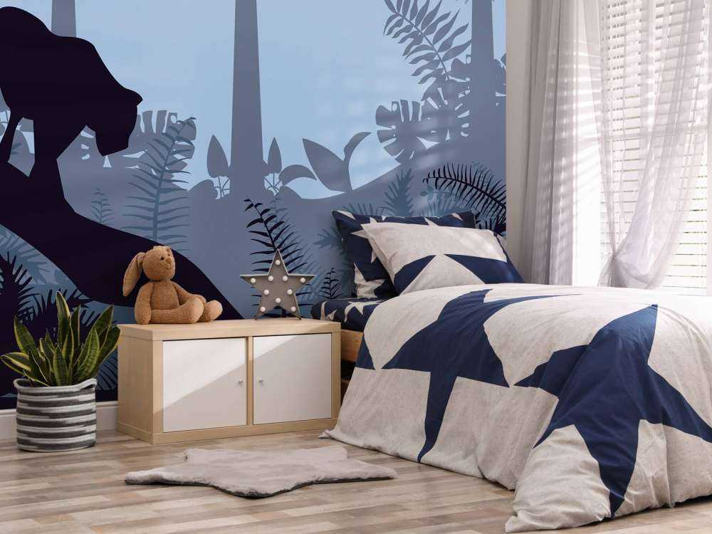 Leopard in a blue jungle