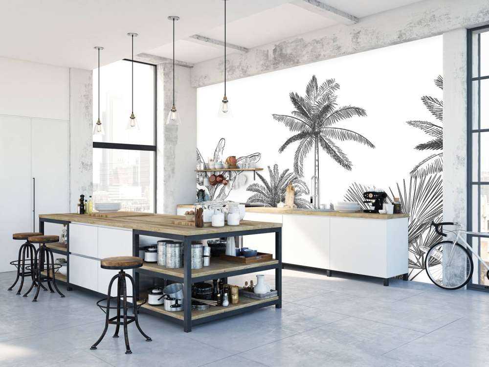 Drawn palm trees