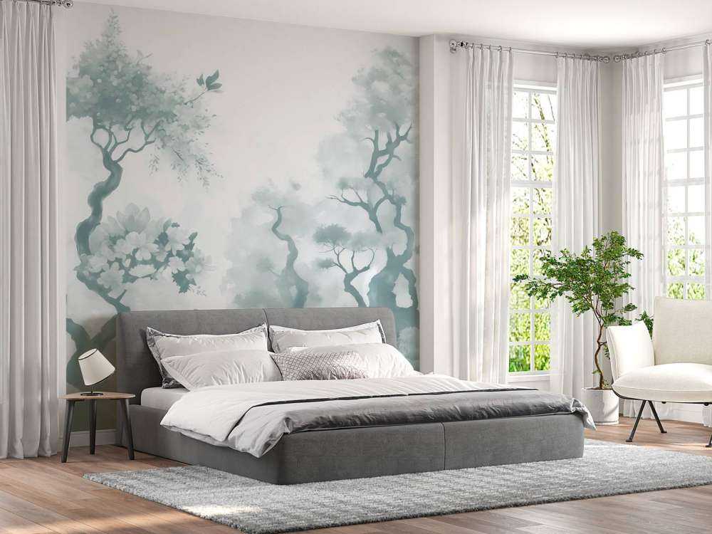 Blooming green trees