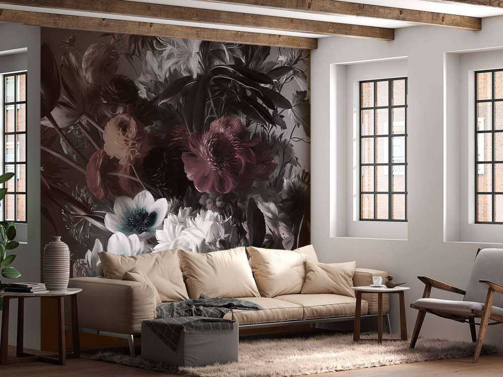 Big bouquet with orange anemones