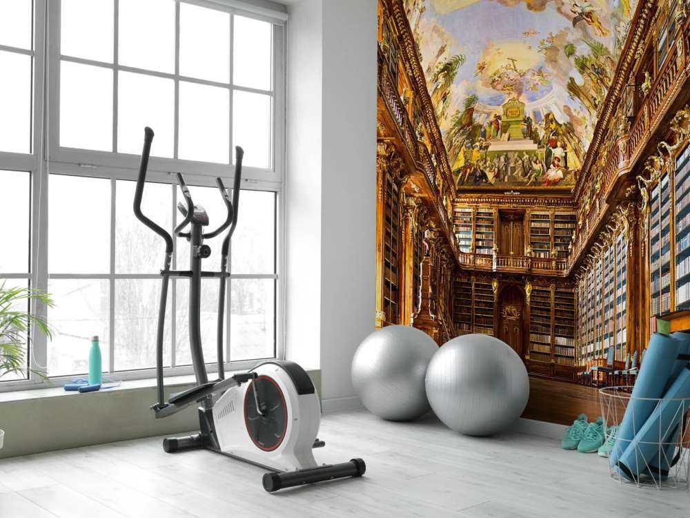 Historical library in warm wood