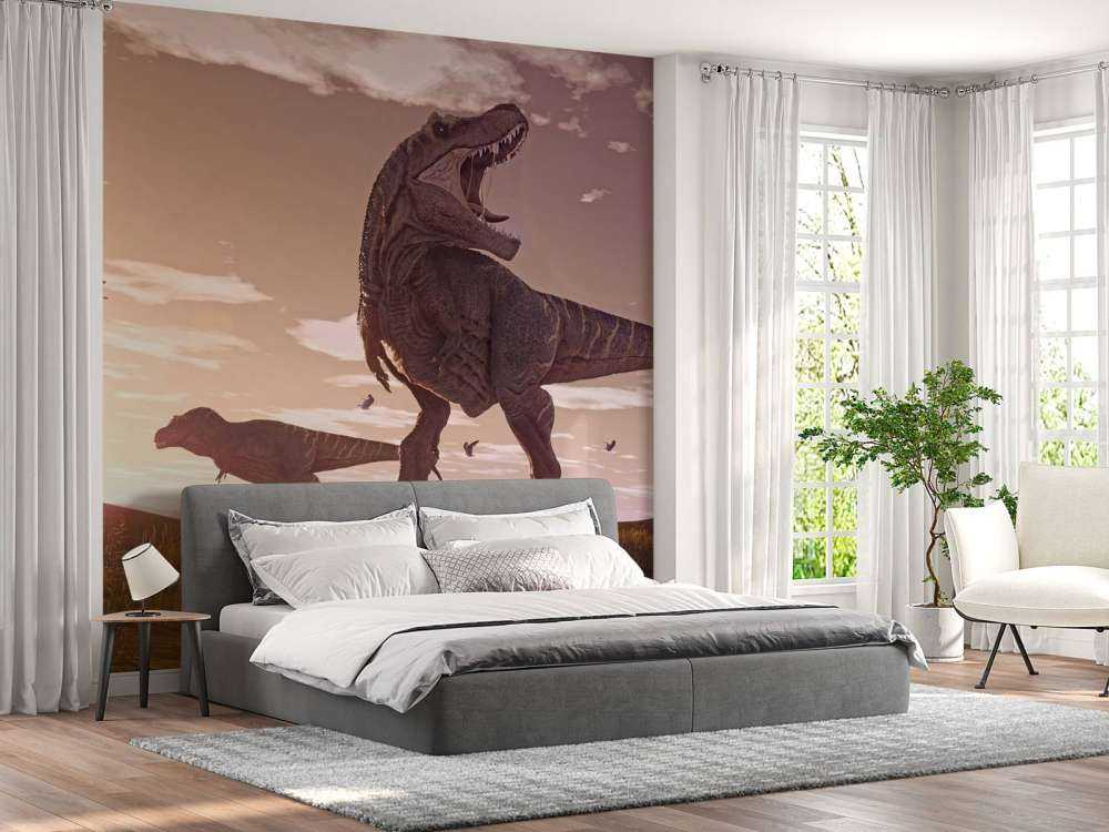 Two Tyrannosauruses in a field