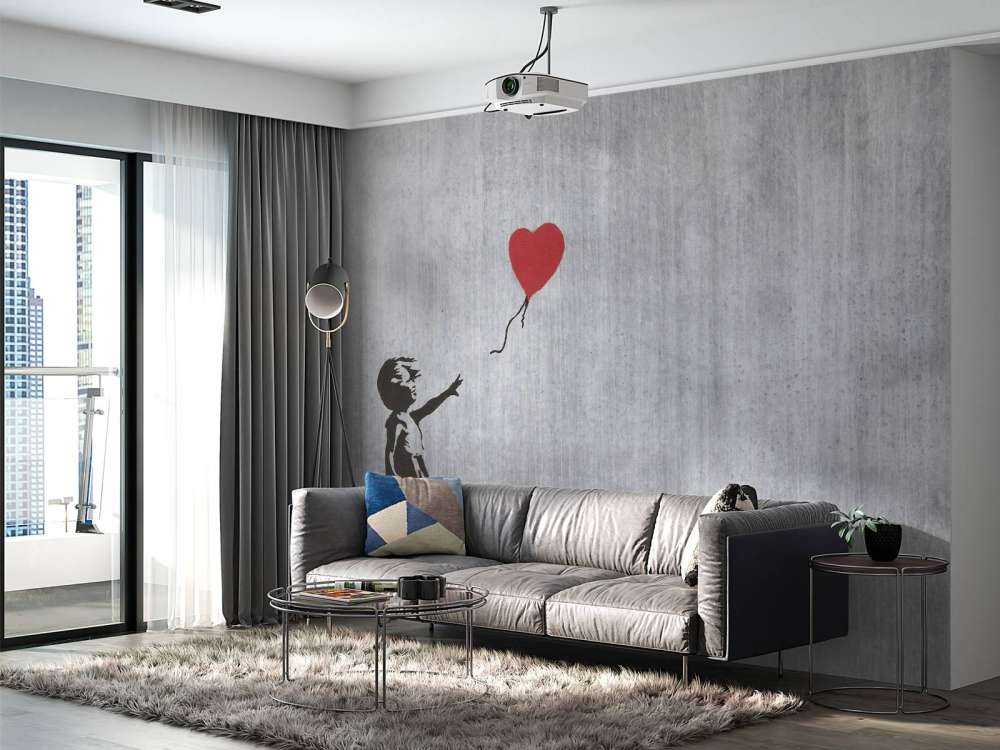 Banksy - Balloon girl, grey concrete