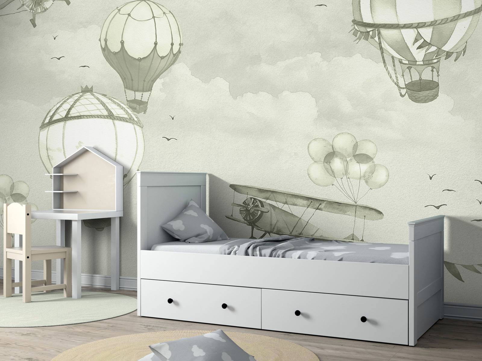 Hot-air balloons in green