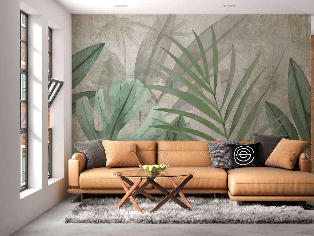 Jungle leaves beige