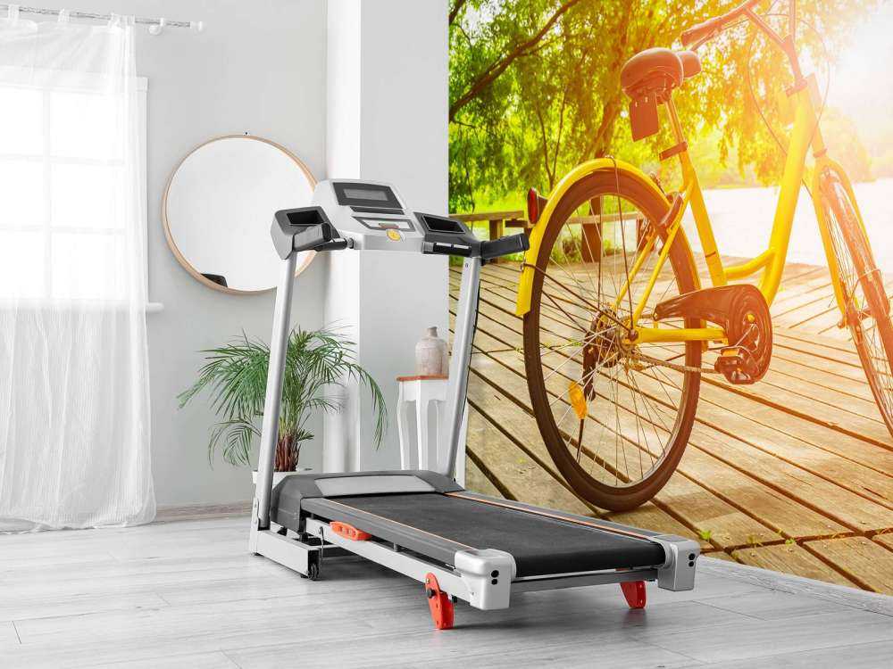 Yellow bike on jetty