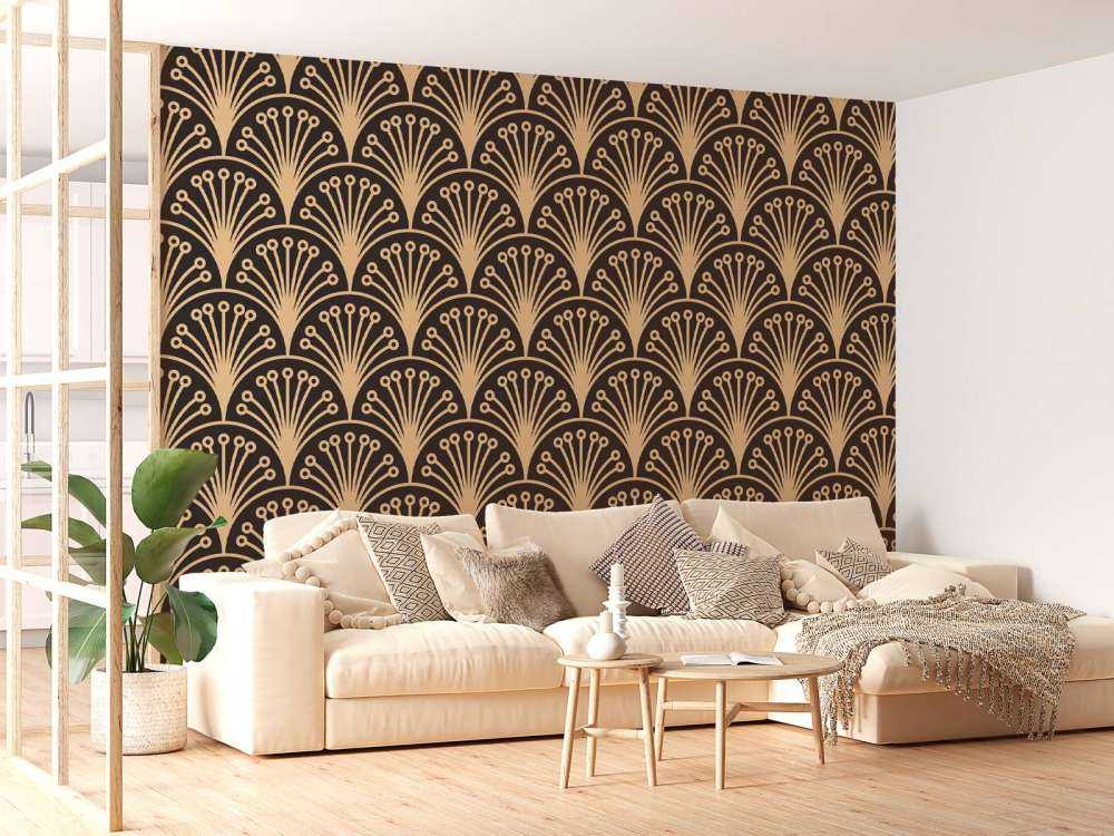 Gold art deco flowers