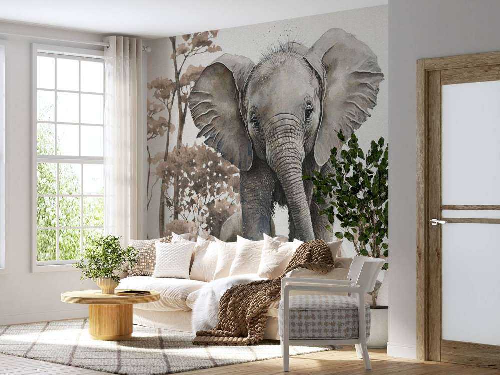 Elephant in the jungle taupe