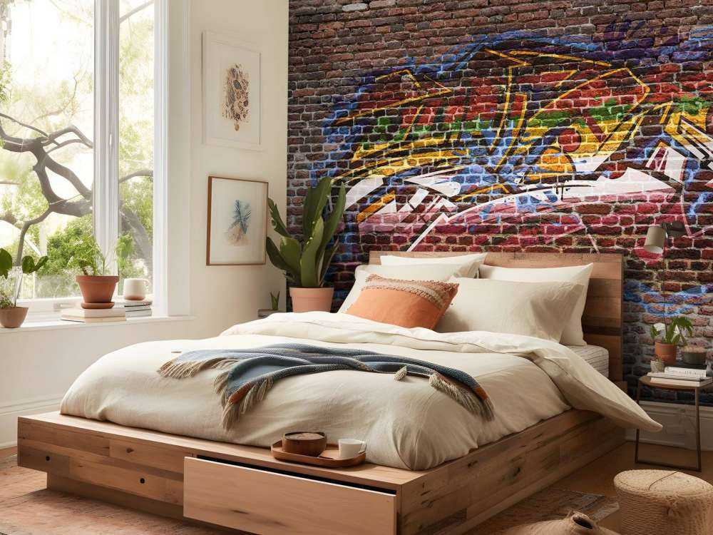 Graffiti on brick wall