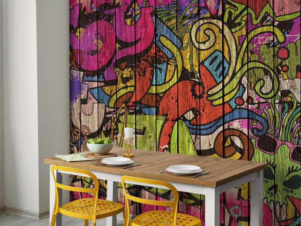 Street graffiti on old wood