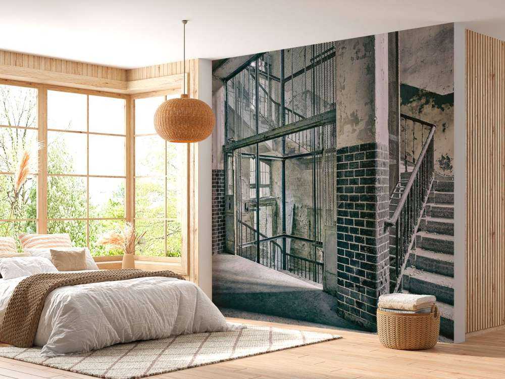 Old stairs and lift shaft