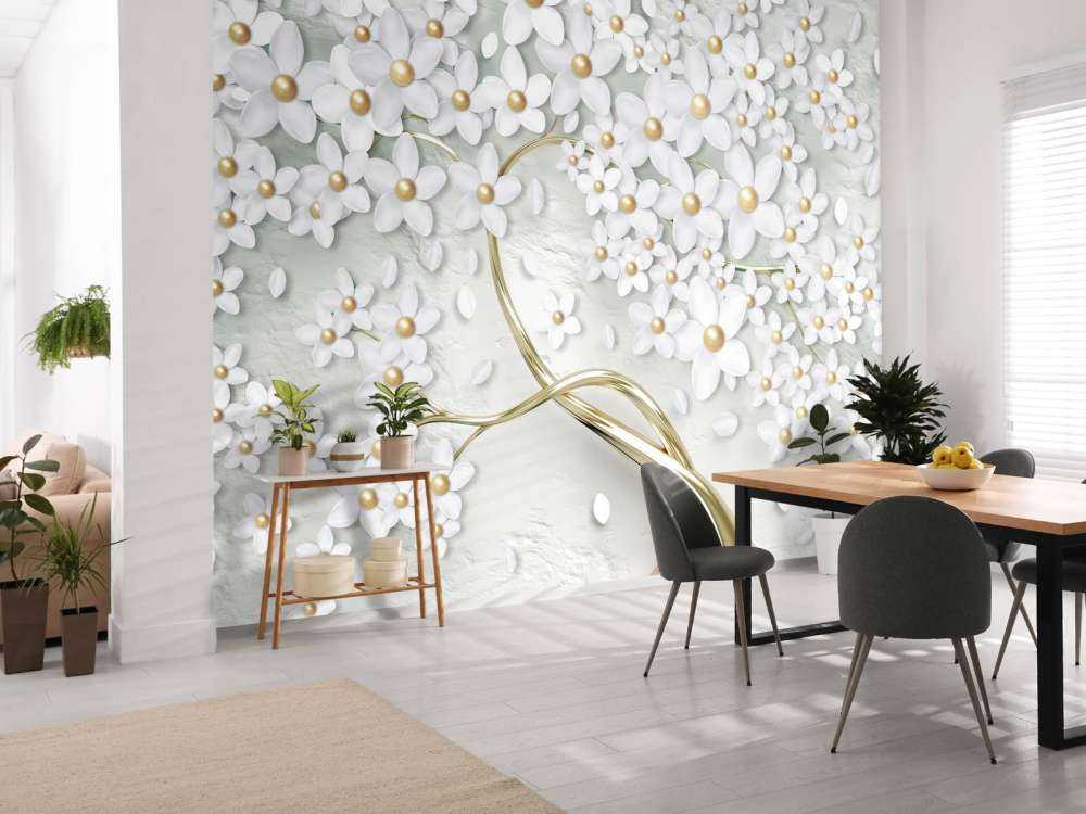 Golden white flowers