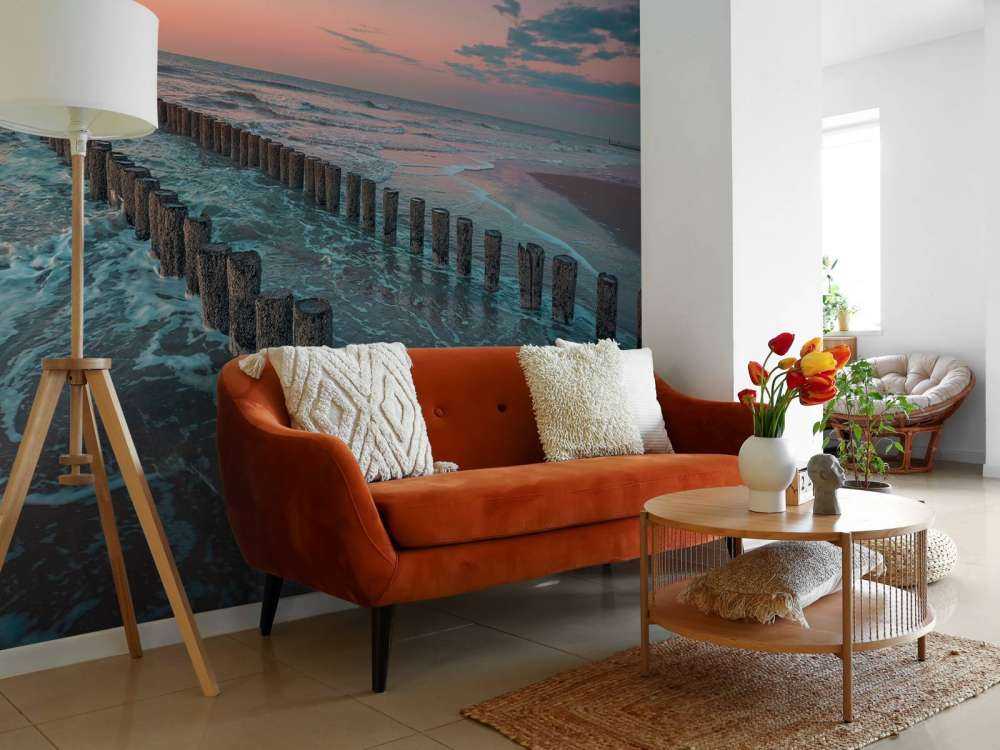 Breakwaters at sunset