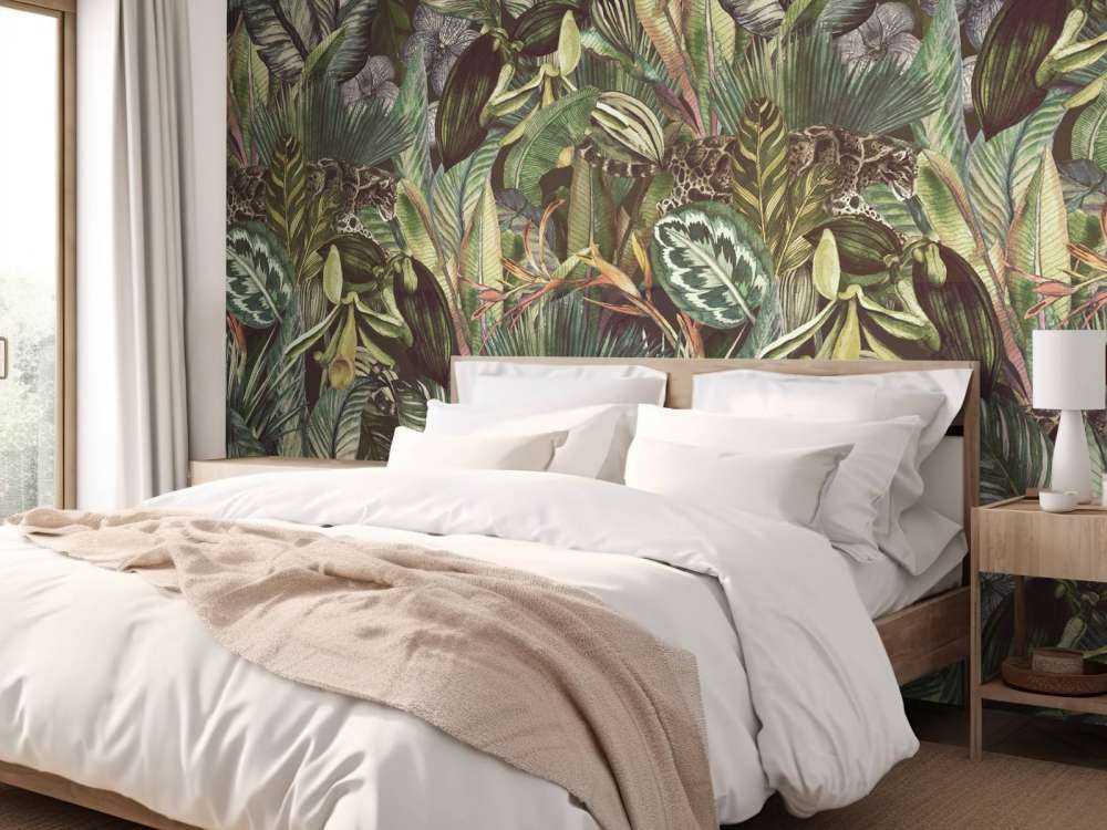 Leopard between the leaves