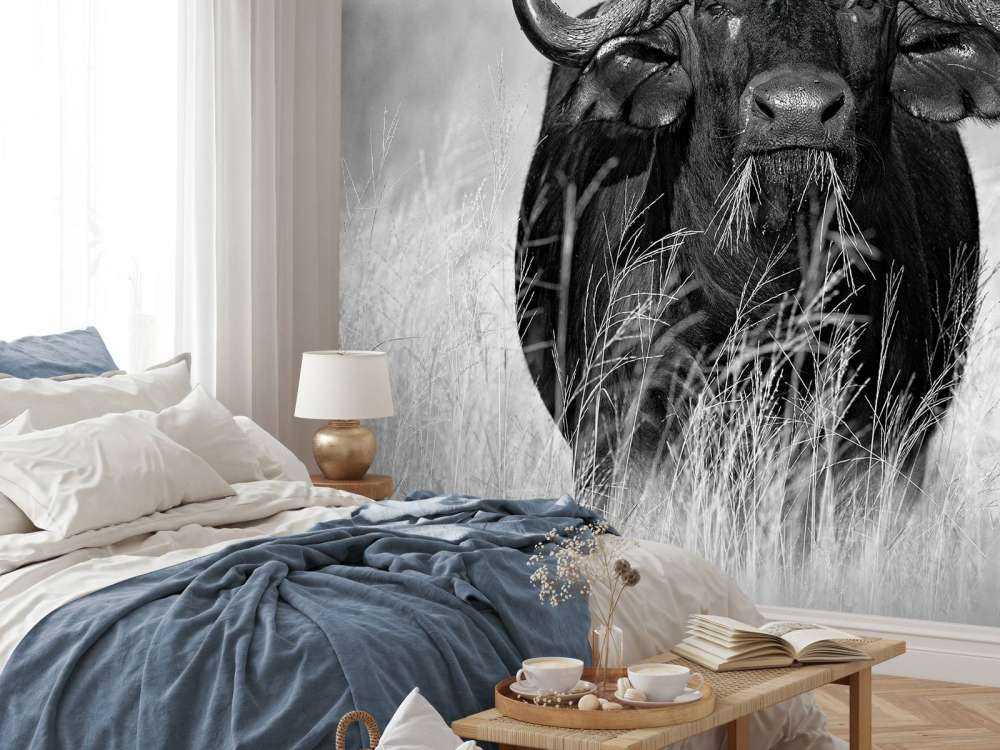 Buffalo in black and white