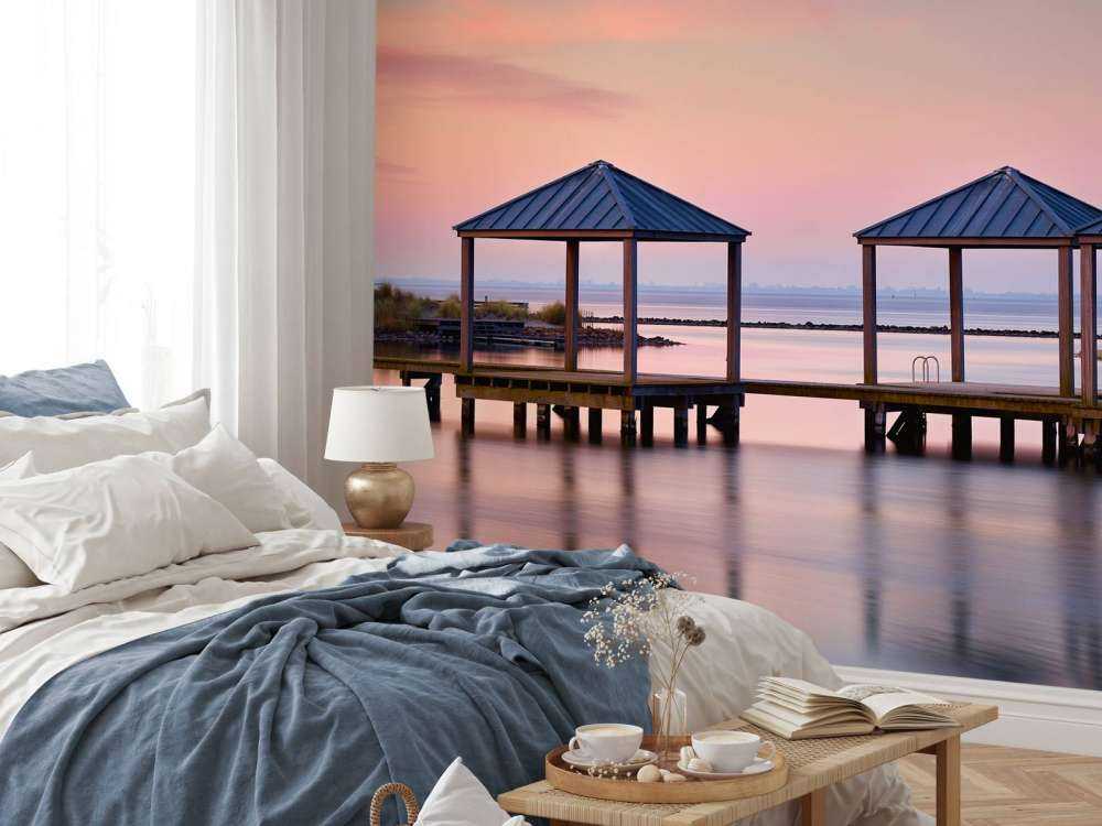 Swimming jetty at sunrise