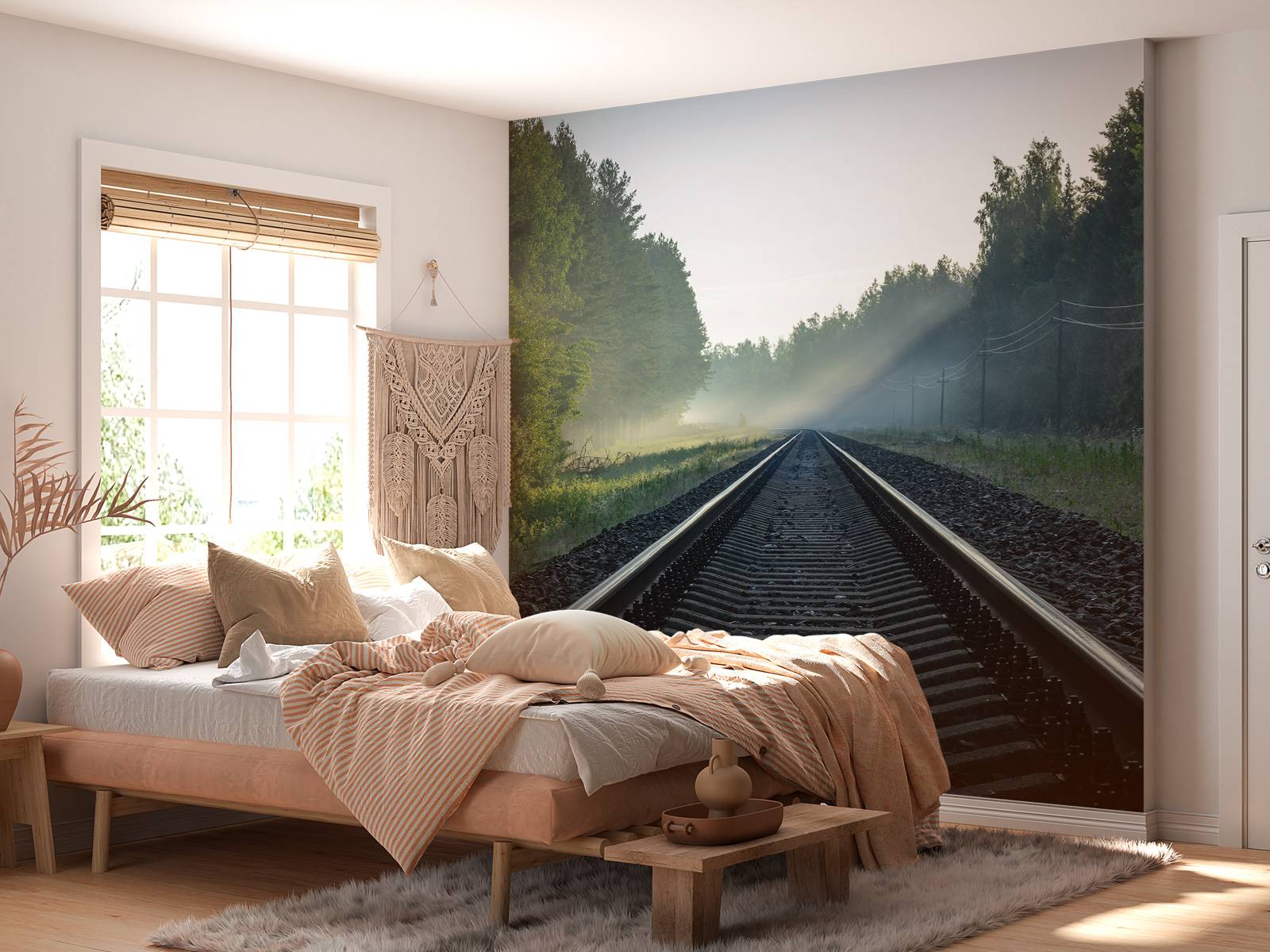Train tracks through the forest