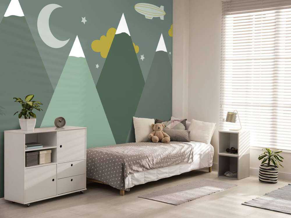 Green mountains at night