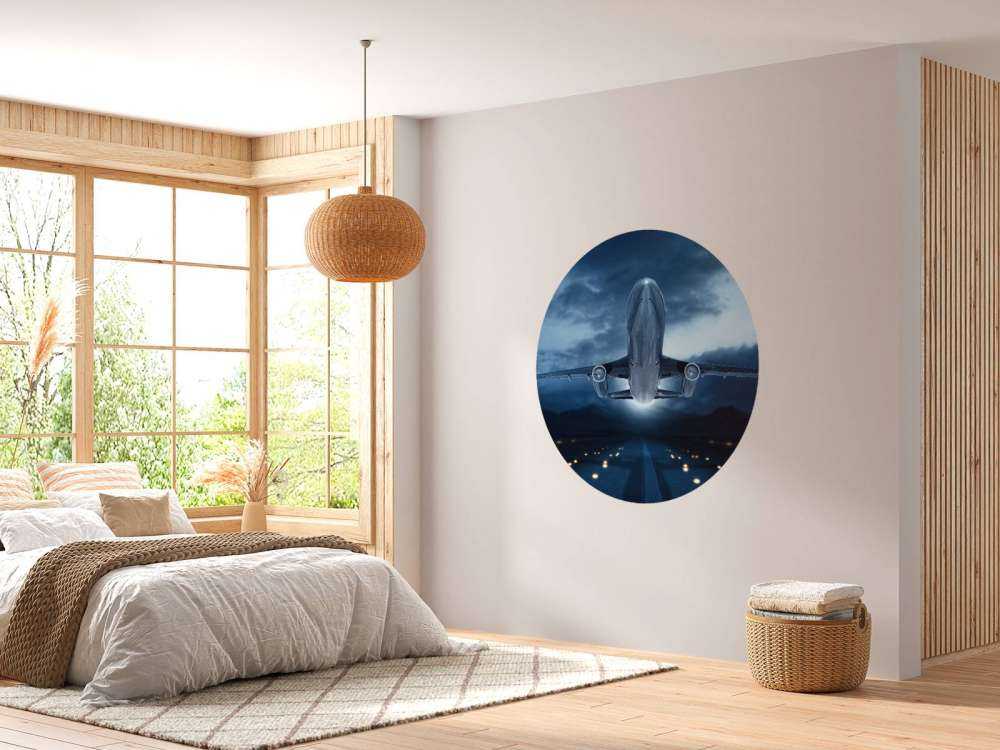 Rising plane with dark sky