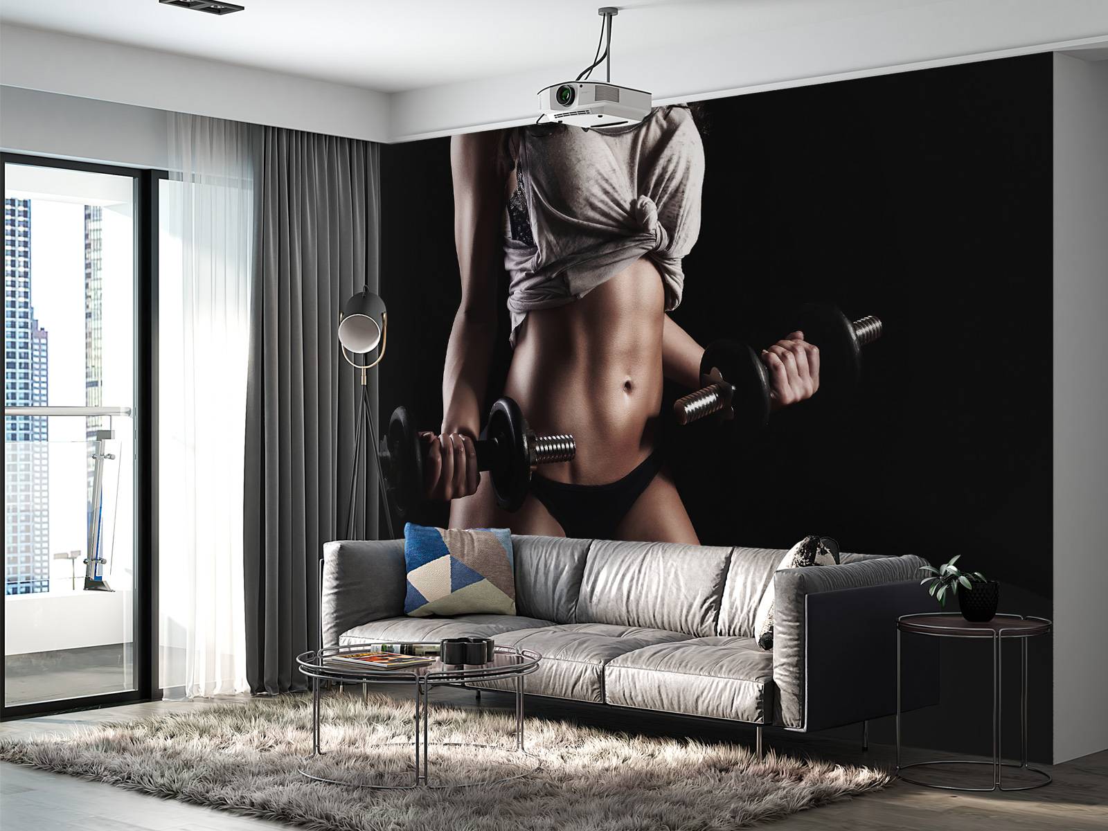 Woman with abdominal muscles