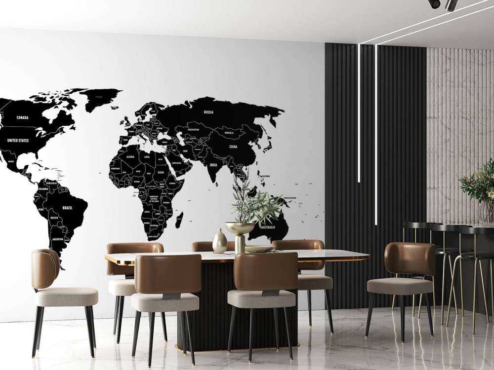 Black world map