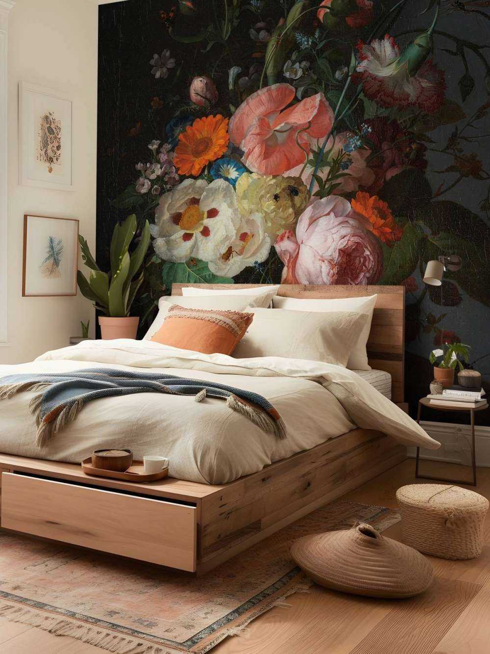 Still life with flowers on a marble tabletop