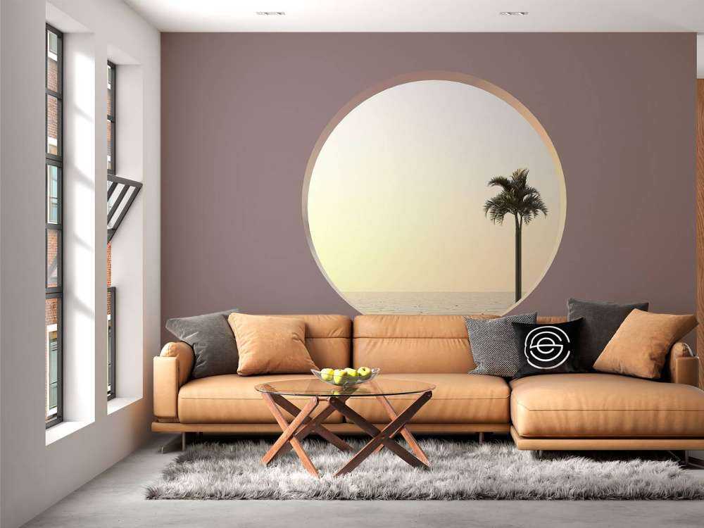 Pink wall with circle