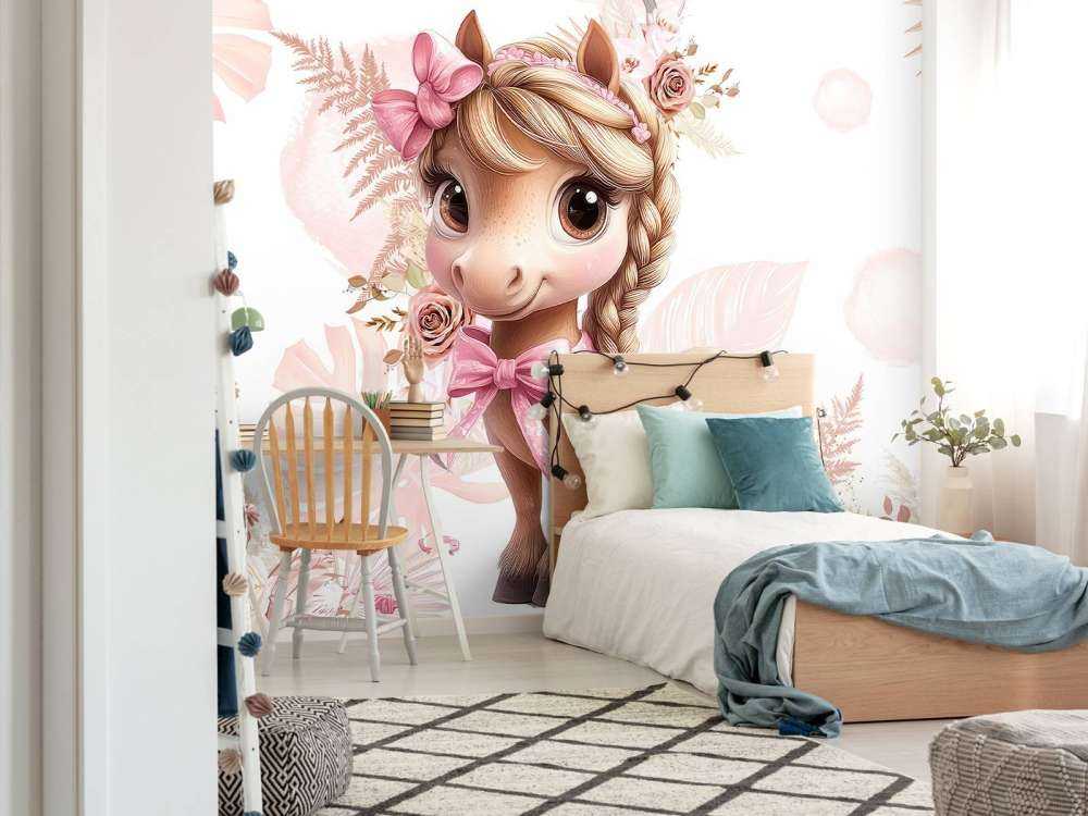 Elegant pony with pink bow