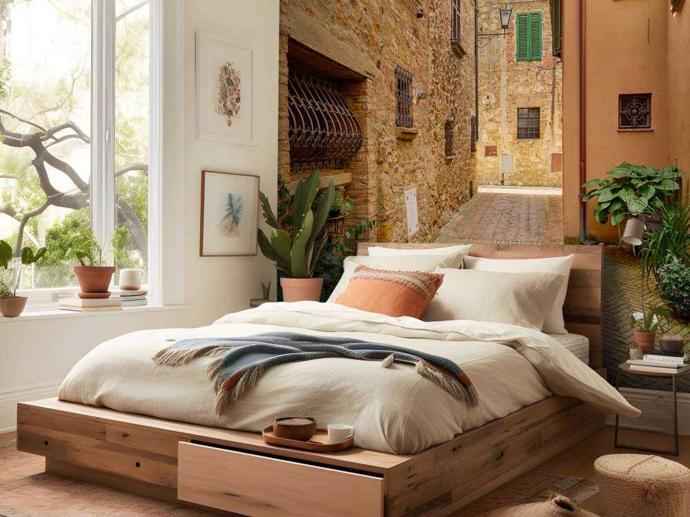 Street with plants and flowers