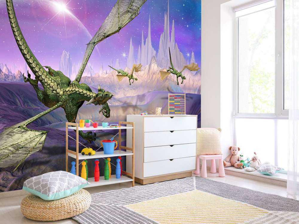 Dragons in a fantasy landscape