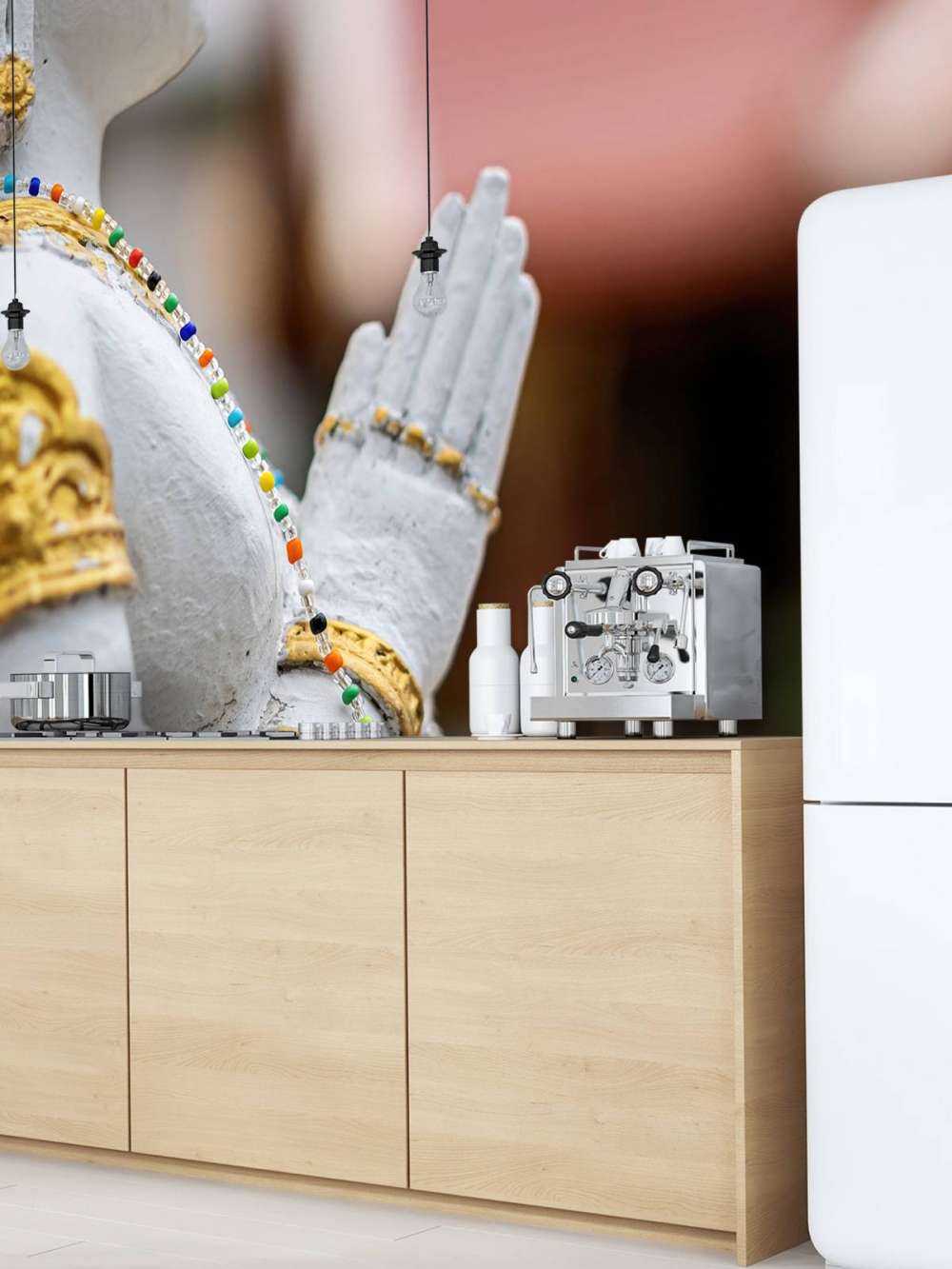 White and gold Buddha Temple complex Bangkok (Thailand)