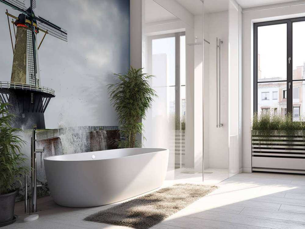 Mill with storm waves